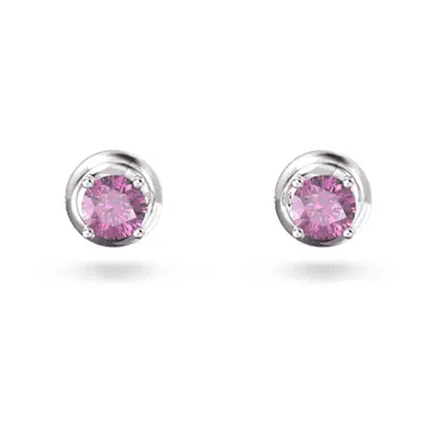 Swarovski Stilla Stud Round Cut Purple Rhodium Plated Earrings