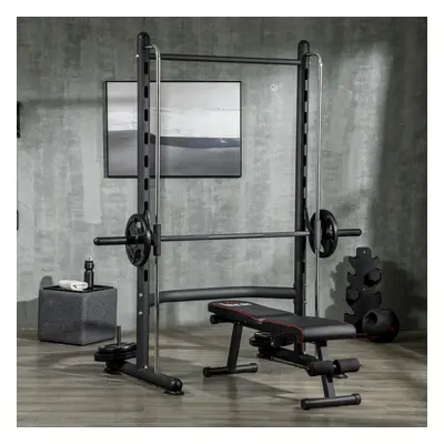 HOMCOM Adjustable Squat Rack with Pull Up Bar and Barbell Bar for Home Gym