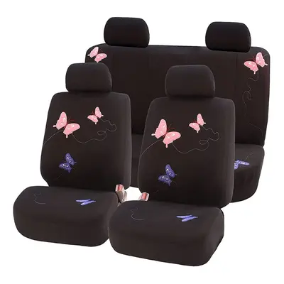 FH Group Car Seat Covers Full Set Butterfly Cloth - Universal Fit Auto