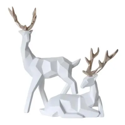 (white) 2pcs Elk Statue Fashion 3D Printing Party Home Good Symbolism Decoration Colors Couple D