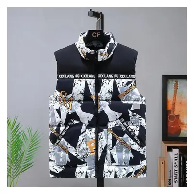 (white, 4XL) S-8xl Plus Size Men Sleeveless Jacket Winter New Casual Hooded Cotton Padded Sleeve