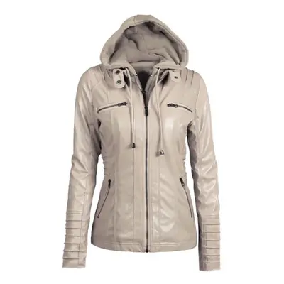 (tan, XXXXXL) Leather Jacket Zipper Spliced Short Faux Leather Jackets Women Plus Size Jacket Wo