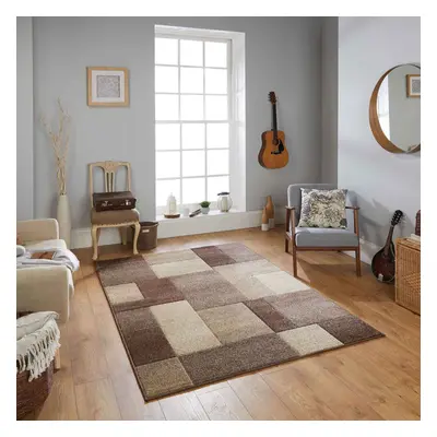 (25. 8425D Box - Brown, x cm) Modern Geometric Floral Abstract Area Rugs Check Multi Coloured No