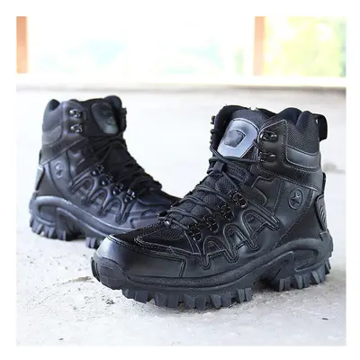 (Black, UK 8) Waterproof Mens Army Patrol Combat Boots Tactical Trainers Military Police Shoes