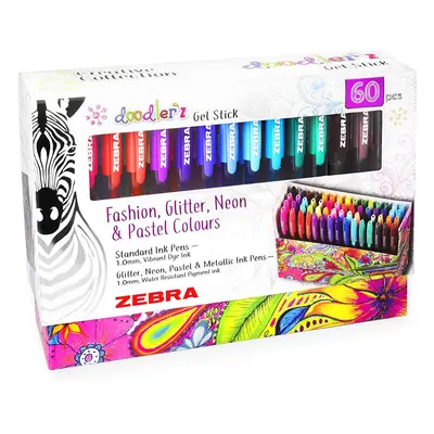 Zebra Doodler'z Gel Stick Pens - 1.0mm - Fashion, Glitter, Neon and Pastel Colours - Gift Box of