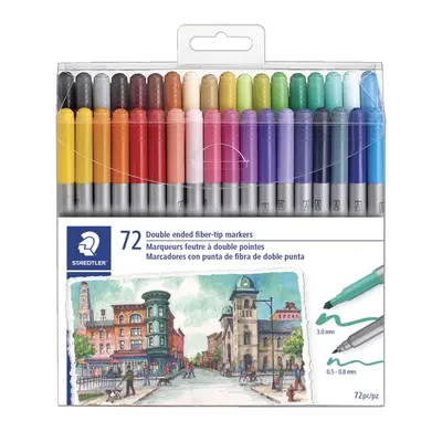 Staedtler Double-Ended Fiber-Tip Markers Assorted Colors Set of