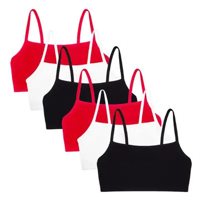 Fruit of the Loom Women's Spaghetti Strap Cotton Pullover Sports Bra Value Pack Black Hue/Black 