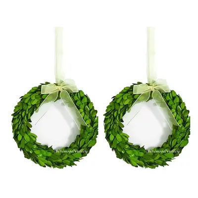 BOXWOOD VALLEY Boxwood Wreath Preserved Round Boxwood Wreath, Door Wall Hanging Window Wedding P