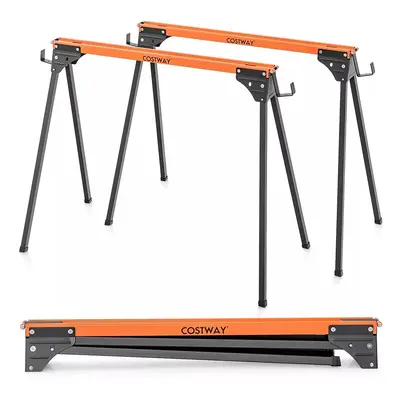 2 Pack Folding Saw Horses Compact Tools Heavy-duty Work Table w/ Legs