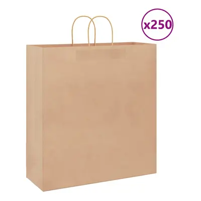 (brown, x x cm) vidaXL Paper Bags pcs with Handles Brown 21x11x36 cm Paper Grocery Bag