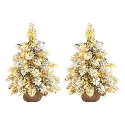 HOMCOM Piece Mini Artificial Christmas Trees Flocked Tabletop Xmas Trees