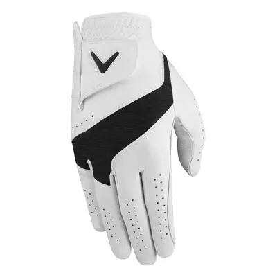 (L, White/Charcoal) Callaway Golf Mens Fusion Cabretta Leather Right Hand Golf Glove