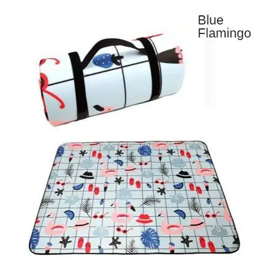 (Blue Flamingo, 150x150cm) Folding Camping Mat Outdoor Beach Picnic Nation Style Printed Thicken