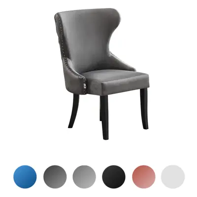 (Dark Grey, Single) Mayfair LUX Velvet Dining Chairs - Upholstered Dining Room Chairs