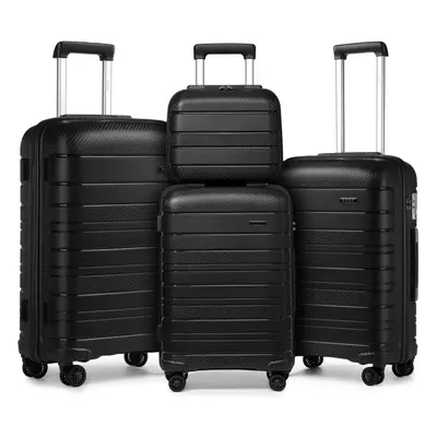 (Black, 14+20+24+28 inch) 1, Or Piece Hard Shell PP Suitcase With TSA Lock