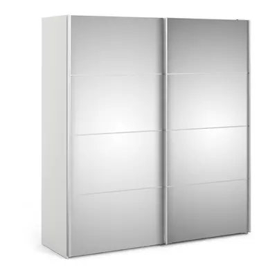 Sliding Wardrobe 180cm in White with Mirror Doors with Shelves