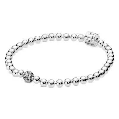 (21cm) Fashion Jewelry Silver Fit Pandora Bracelet with Beads and Paving, Reference Number: 5983