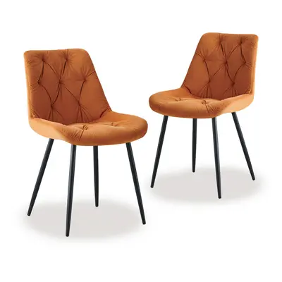 (Orange, pcs) 2/4/6 Dining Chairs Padded Seat Metal Legs