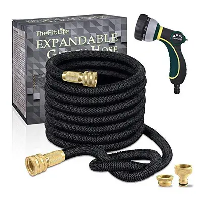 TheFitLife Expandable Garden Hose Pipe - Triple Core Latex and Solid Metal Fittings Pattern Spra