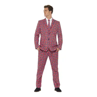 (M R, Royal Blue/Red/White) Smiffys Mens Union Jack Costume Suit