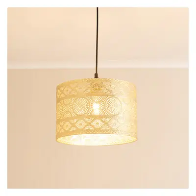 ValueLights Casablanca Pair of Gold Easy Fit Metal Drum Lamp Shades