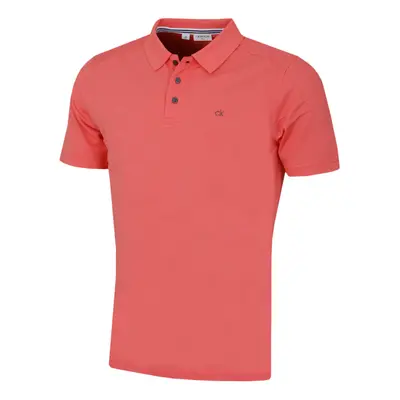 (XXXXXL, Peach) Calvin Klein Mens Campus Button Ribbed Collar Golf Polo Shirt