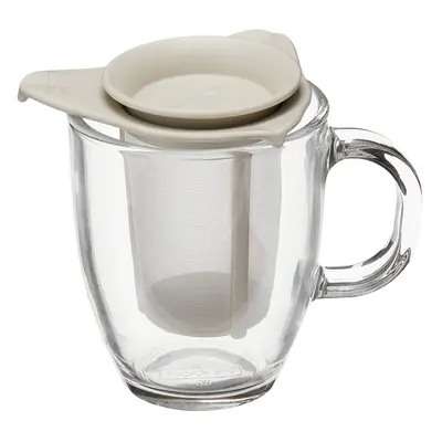 YO-YO Glass Mug with Tea Strainer (0.35 L/12 oz) - Off white