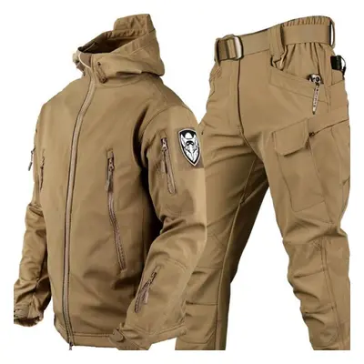 (khaki, XXL) Military Combat Uniform Outdoor Mountaineering Military Long Sleeve Tactical Traini