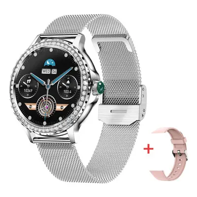 (silver) MEVADEN NEW Fashion Smart Watch For Lady Bluetooth Call 100+Sports Mode Waterproof Fitn