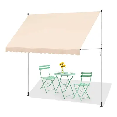 (3m Ã 1.8m, Beige) YODOLLA Garden Manual Awning Retractable Sun Shade