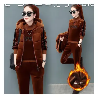 (brown, XS) Plus Velvet Thickened Gold Velvet Winter Warmth Double-sided Velvet Casual Vest Swea