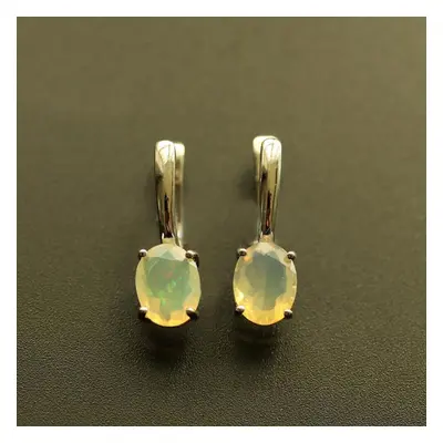 (multicolor) Bolaijewelry,simple Opal Earring Natural Ethiopia Opal Clasp Earring Oval Cut 7*9mm