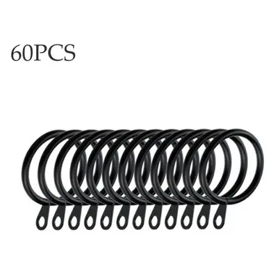 (black, 60PCS) Home Practical Metal Heavy Duty For Curtains Rods Hanging Hooks Roman Circle Curt