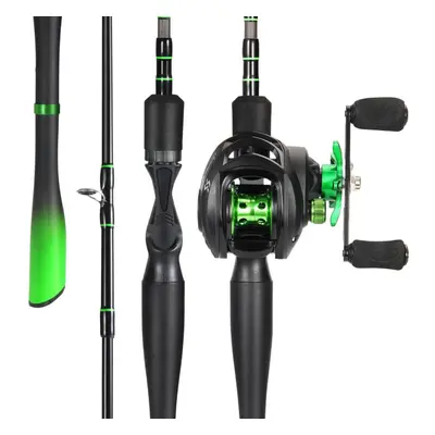 (2.1M&Right hand) Sougayilang 1.8-2.4m Sections Carbon Fiber Cast Fishing Rod And 7.2:1 Gear Rat