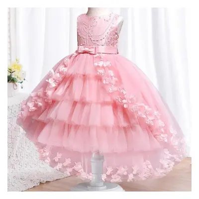 (pink, 130) Baby Lace Princess Dress For Girl Elegant Birthday Party Trailing Dress Baby Girl&ap