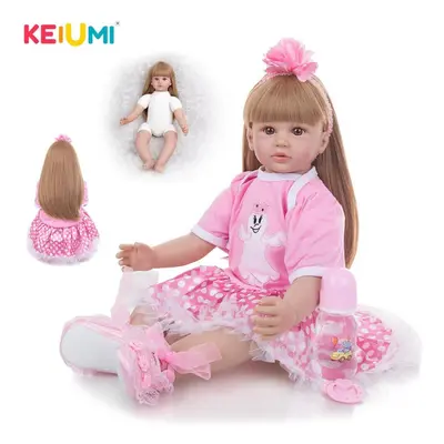 (as the picture, 24INCH) Keiumi Inch Reborn Baby Dolls Handmade Cloth Body Real Princess Dolls T