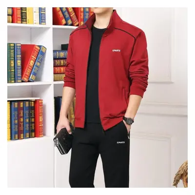 (red, XL) Fashion Running Sets Sport Suit Sportswear Sweatshirt +sweatpants Mens Clothing Pieces