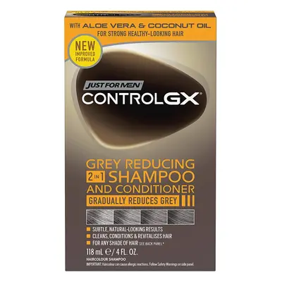 (NEW 2-in-1 Shampoo & Conditioner) Just for men Control GX, Grey Reducing 2-in-1 Shampoo & Condi