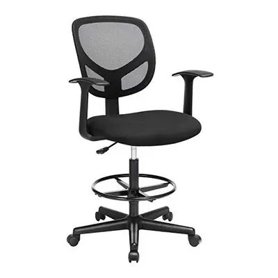 SONGMICS Drafting Stool Chair with Armrest, Mesh Office Chair, Ergonomic Painting Chair with Hei