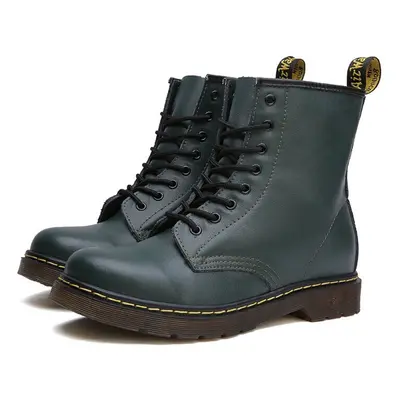 (Add green cotton, UK 7=EUR 41) Women Retro Boots Classic Leather Ankle Boot Shoes