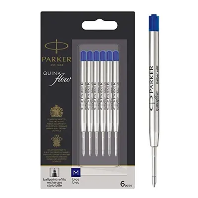 Parker Ballpoint Pen Refills | Medium Point | Blue QUINKflow Ink | Count Value Pack