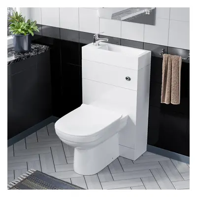 500mm White Water Closet with Basin and Back To Wall Toilet | Eslo