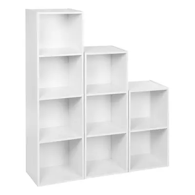 (White) Set of Wooden Cube Bookcase Shelves Storage