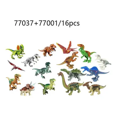 (Set1-16PCS) 16Pcs Mini Jurassic World Park Dinosaur Building Blocks