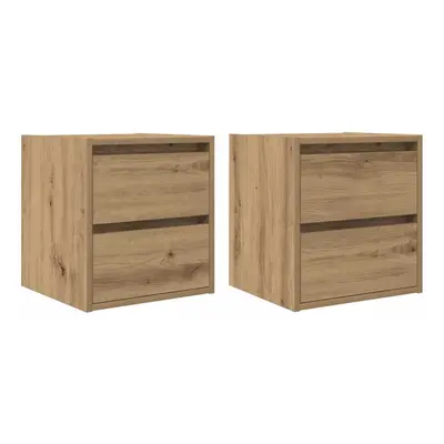 vidaXL Wall-mounted Bedside Cabinets pcs Artisan Oak 38x34x40 cm