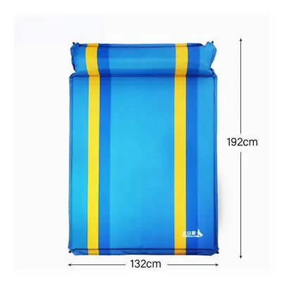 (Blue, Double) Inflatable Mattress Outdoor Tent Camping Mats Spliced Outdoor Thick