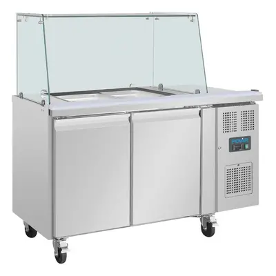 Polar U-Series GN Saladette Counter with Square Sneeze Guard Door