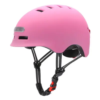 (Pink) LED-Light Bicycle Helmet Ultralight 12-hole Ventilation Adjustable Cycling Helmet Mode He