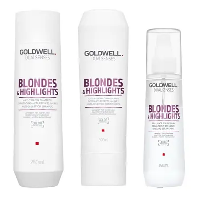 Goldwell Dualsenses Blondes & Highlights A-Y Shampoo 250ml, Conditioner 200ml and Serum Spray 15