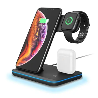 Bakeey 3in1 Breathing Light 15W Qi Fast Charging Wireless Charger Dock for IPhone Watch 9T Mi9 P